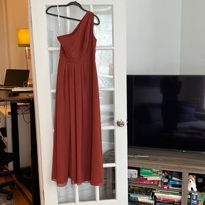 David’s bridal cinnamon one shoulder dress